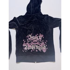 vintage y2k “juicy unplugged” juicy couture Medium -blk velour zipup jacket